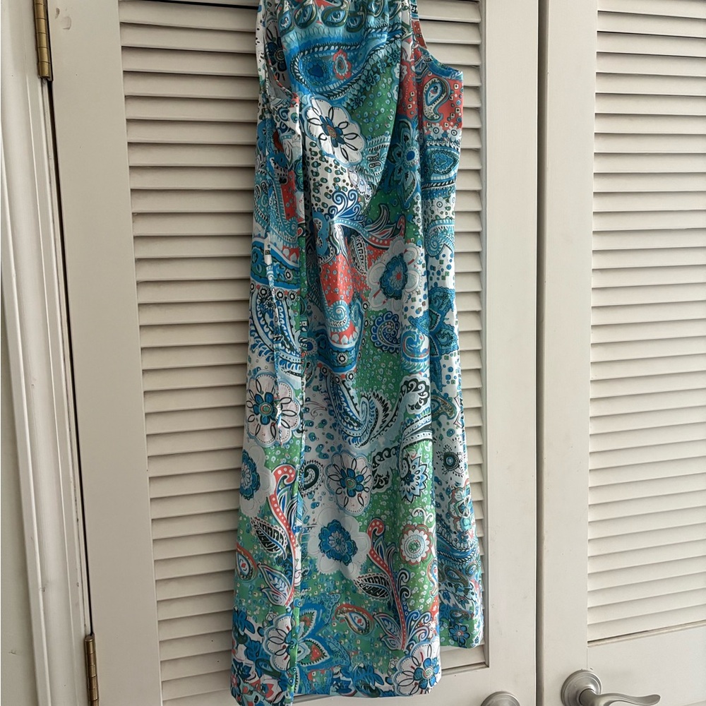 SHEIN Blue and Green Paisley Maxi Dress